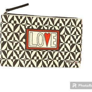 Brighton LOVE Canvas Pouch Clutch NWOT